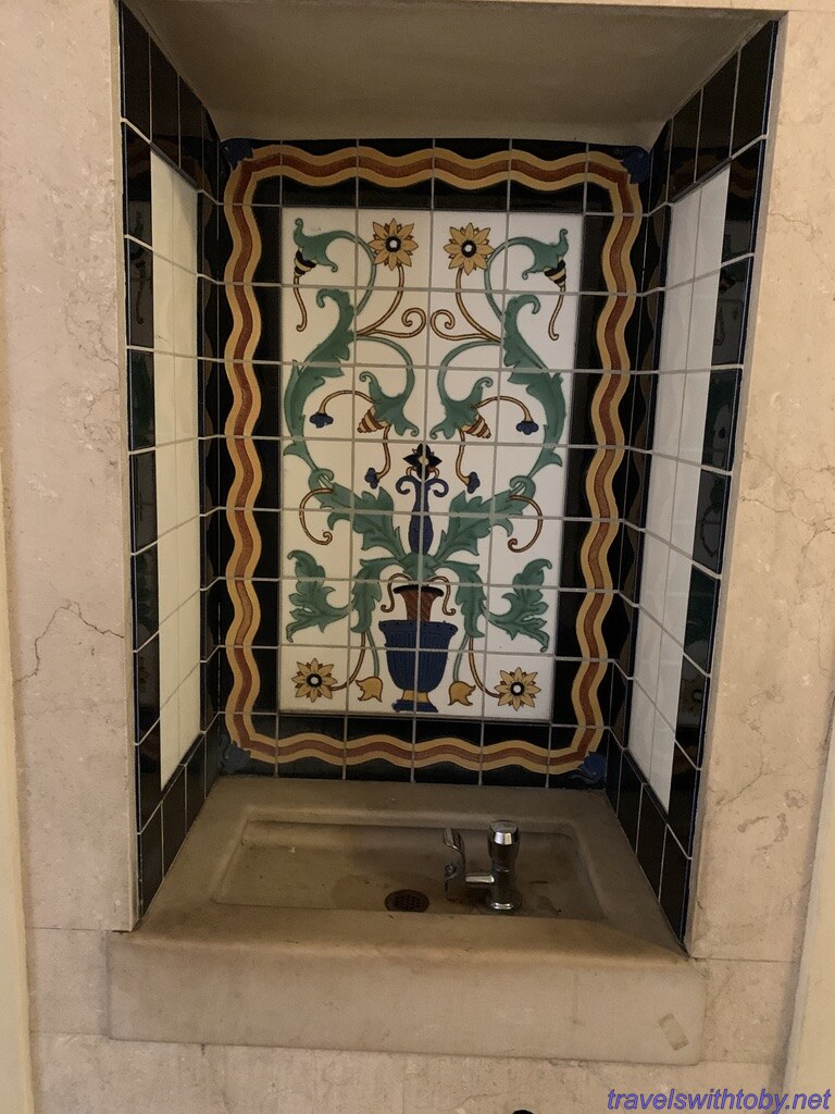 Tile work in water fountain cubby